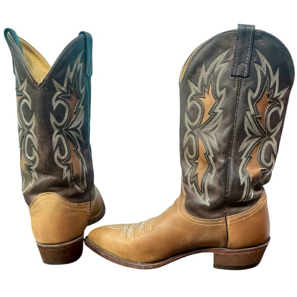 Men's Vintage J. Chisholm Dan Post Leather Western Cowboy Boots RARE Sz 10 4EE - Picture 6 of 16